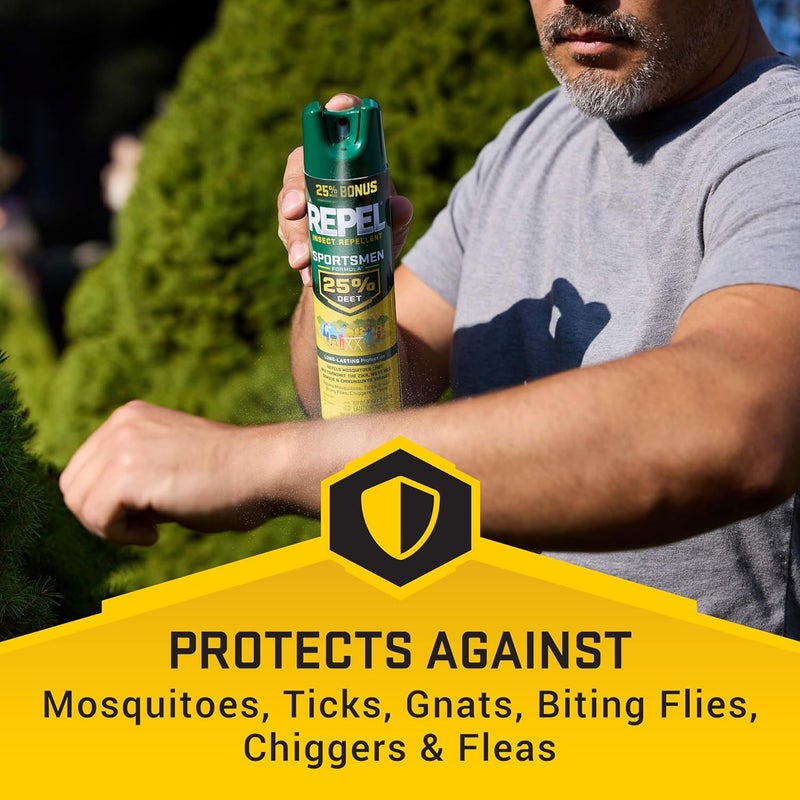 repel Insect Repellent Sportsmen Formula 25% DEET, 8.125 Ounces, Bonus Aerosol with 25% DEET to Mosquitoes, Ticks, Gnats, Biting Flies, Chiggers and Fleas for Long-Lasting Protection - Image 4